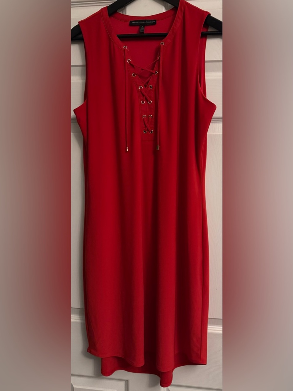 White House Black Market Red Lace-Up Neck Dress